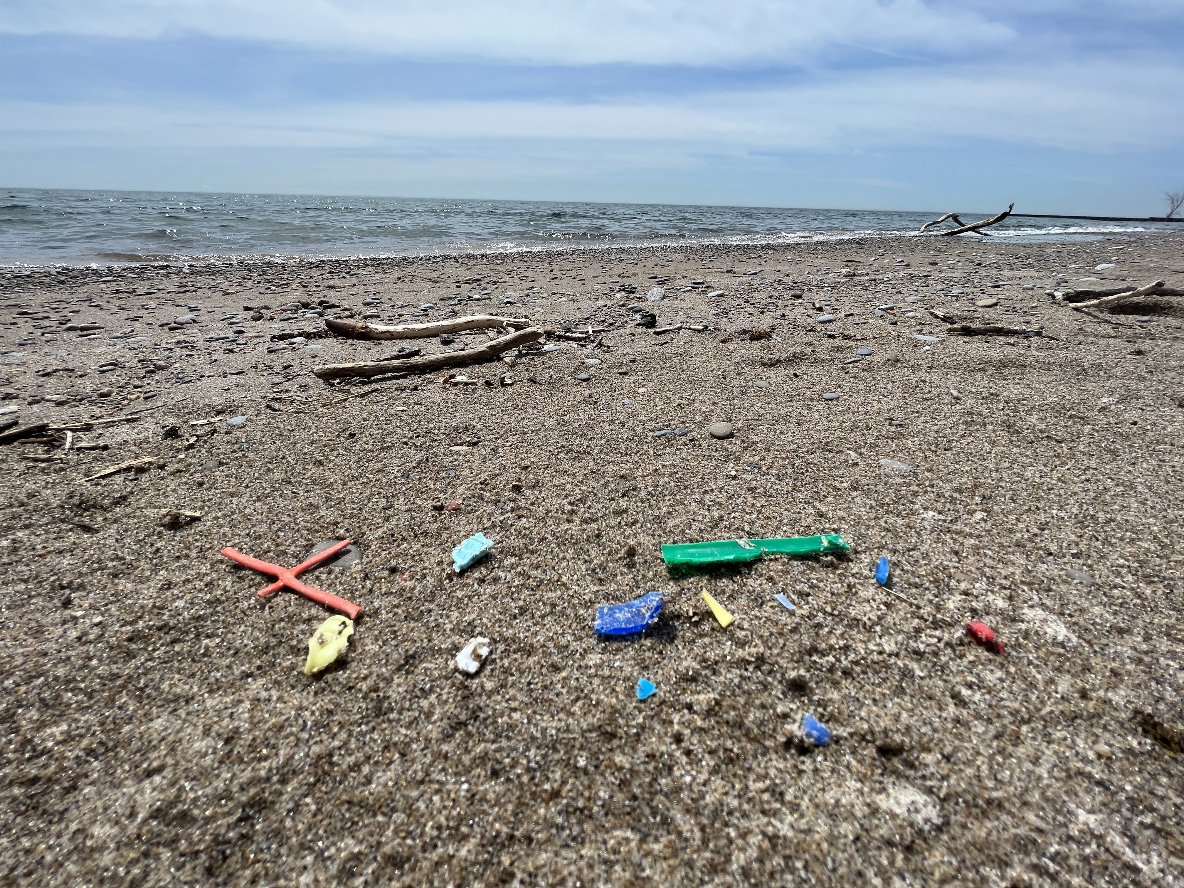 Colorful microplastics on a Lake Ontario beach.
